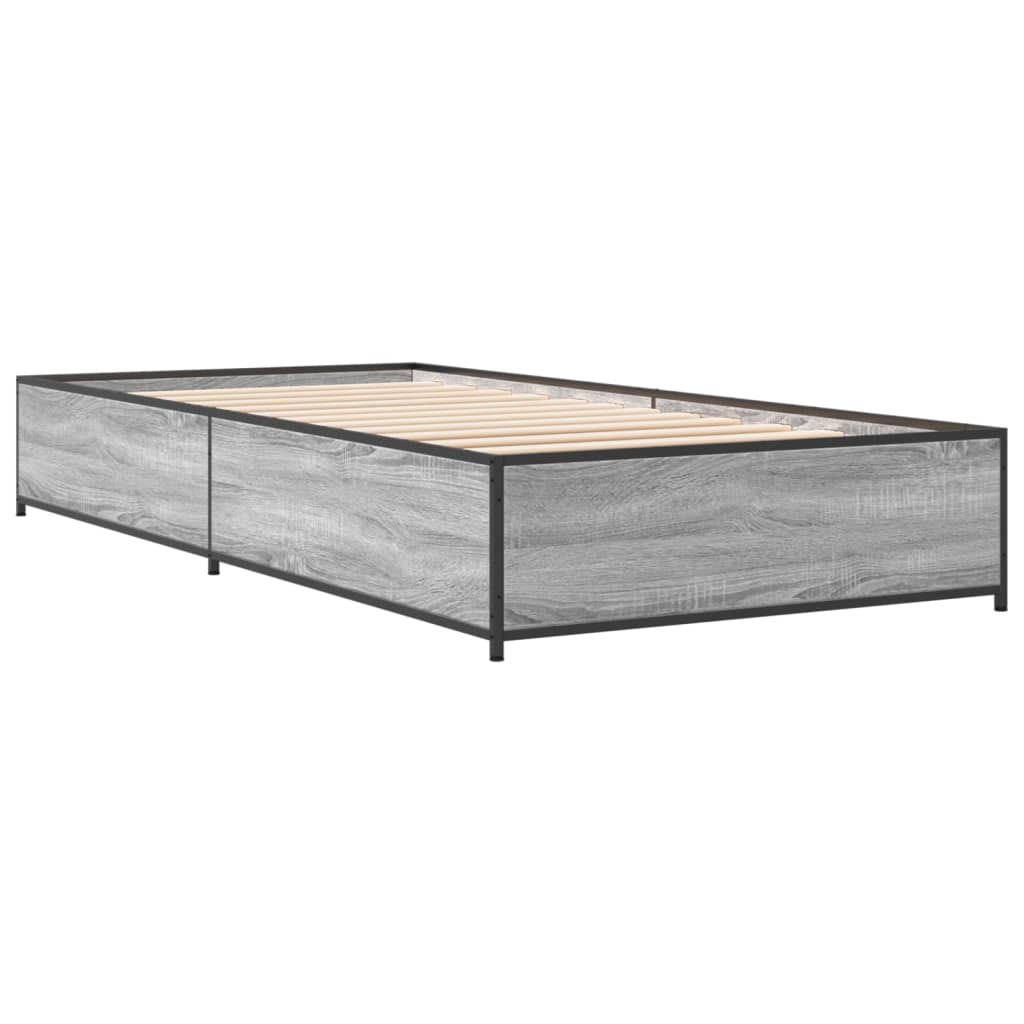 Sengeramme grå sonoma 90x200 cm konstruert tre og metall