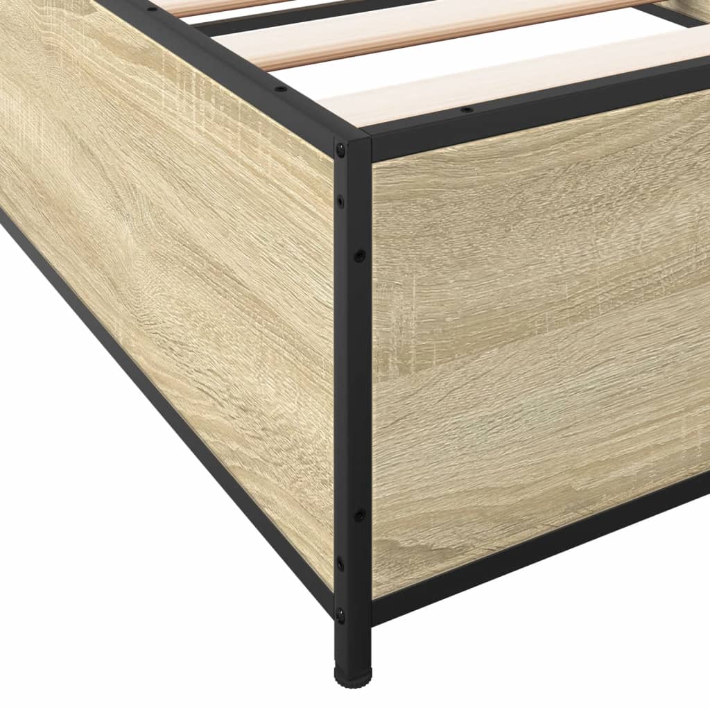 Sengeramme sonoma eik 75x190 cm konstruert tre og metall