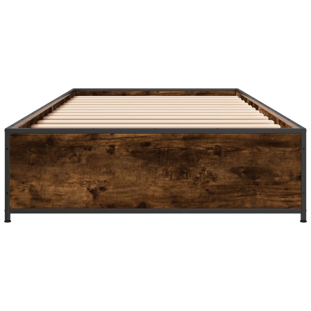 Sengeramme røkt eik 75x190 cm konstruert tre og metall