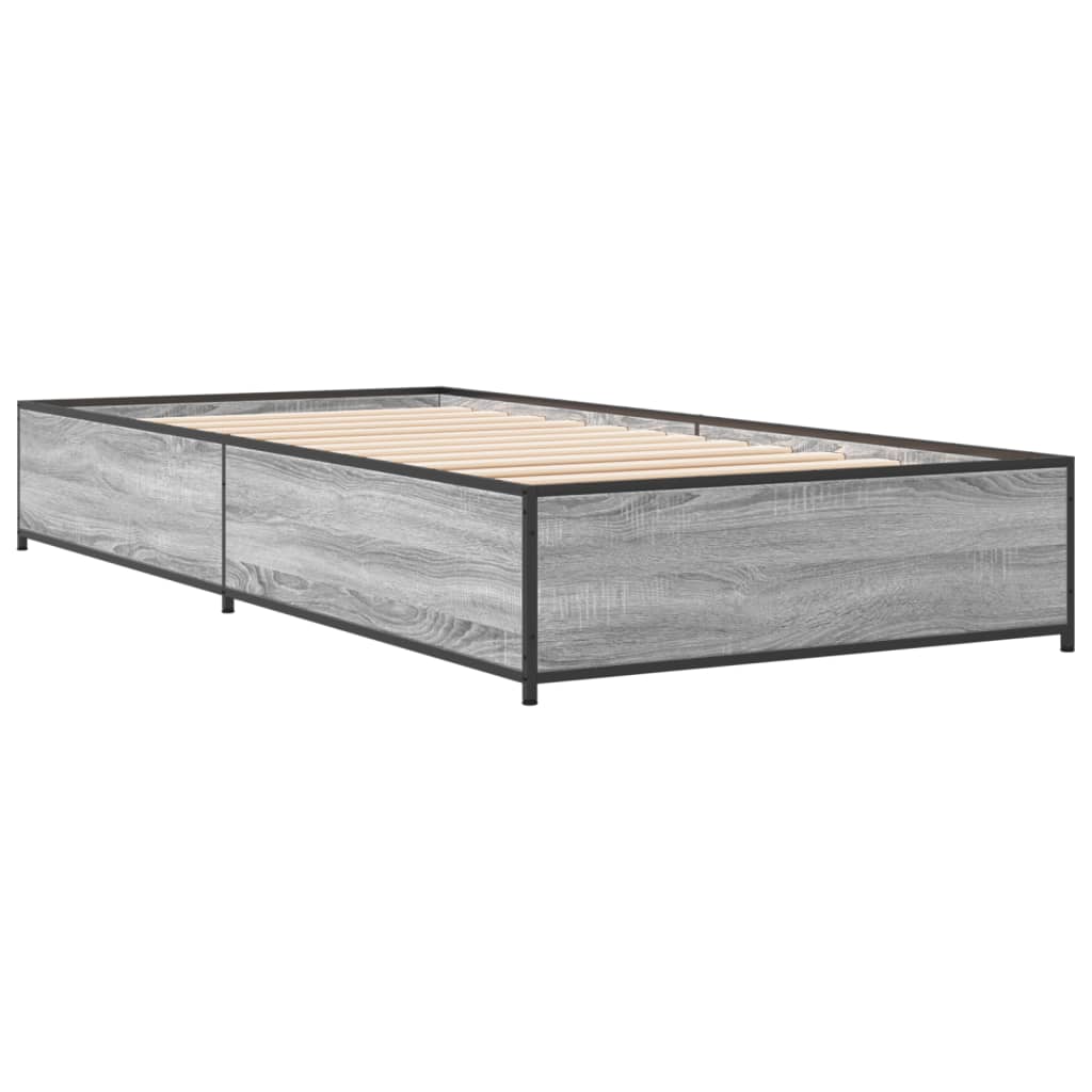Sengeramme grå sonoma 75x190 cm konstruert tre og metall