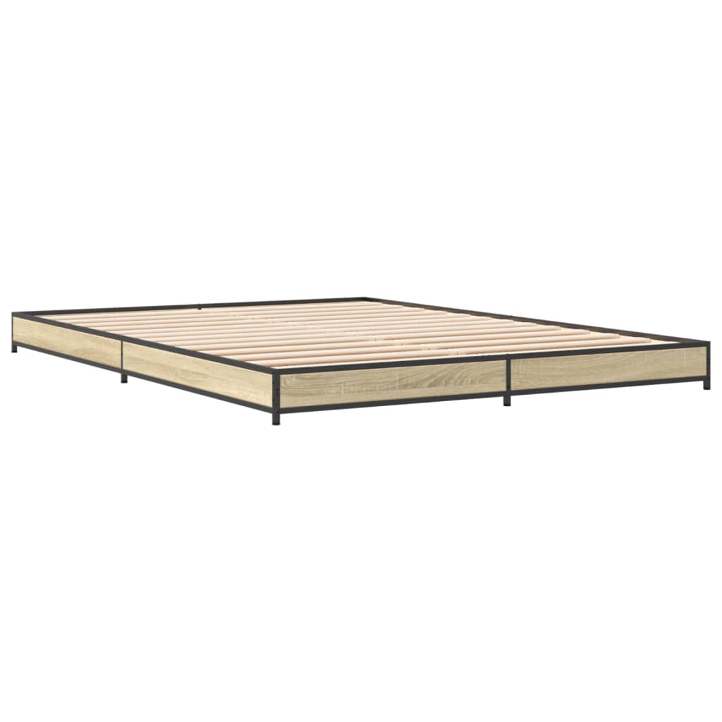 Sengeramme sonoma eik 120x200 cm konstruert tre og metall