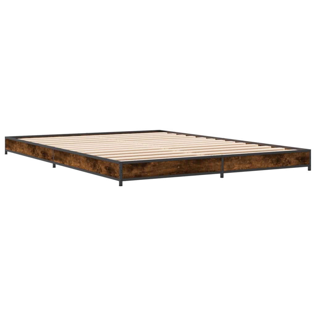 Sengeramme røkt eik 120x200 cm konstruert tre og metall