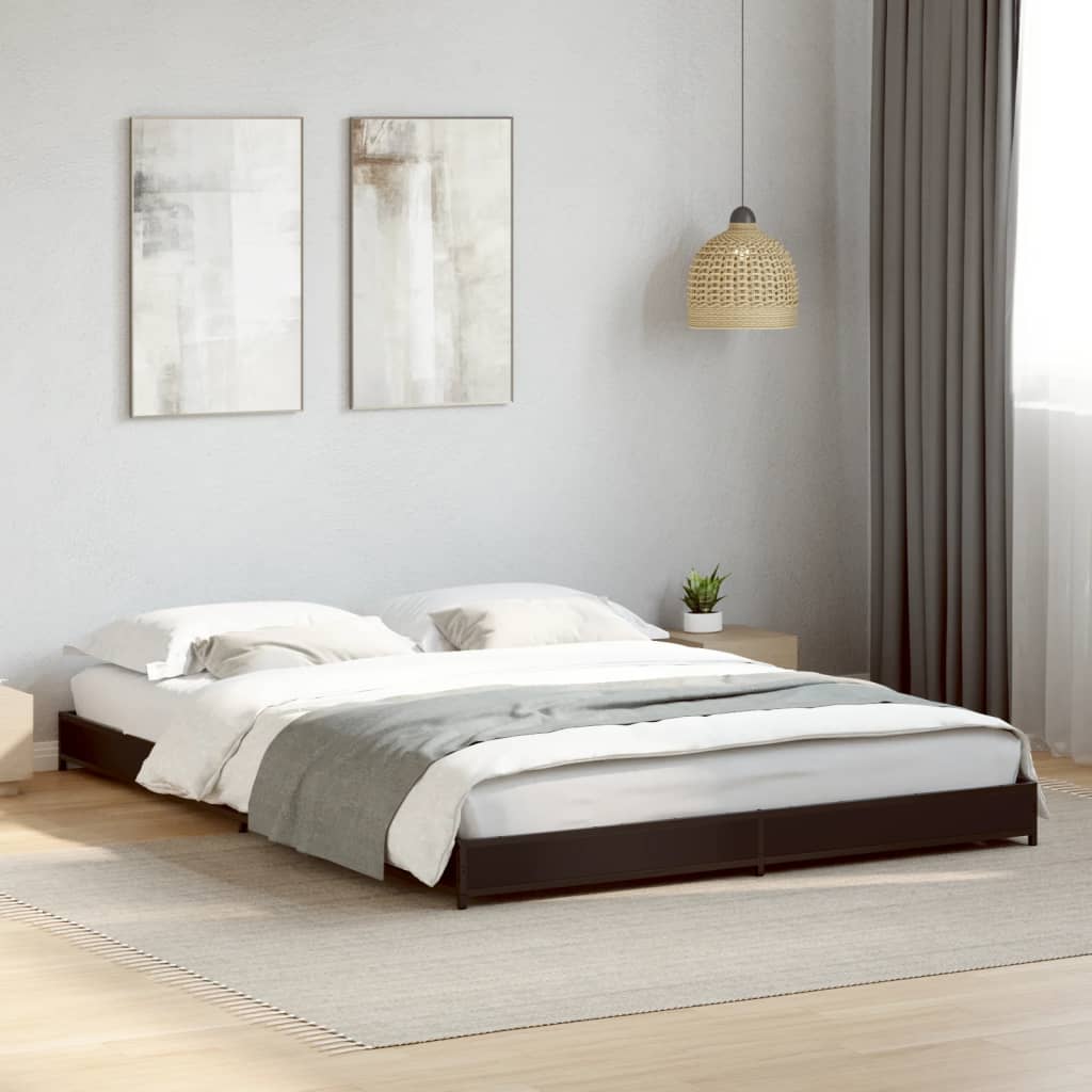 Sengeramme svart 135x190 cm konstruert tre og metall