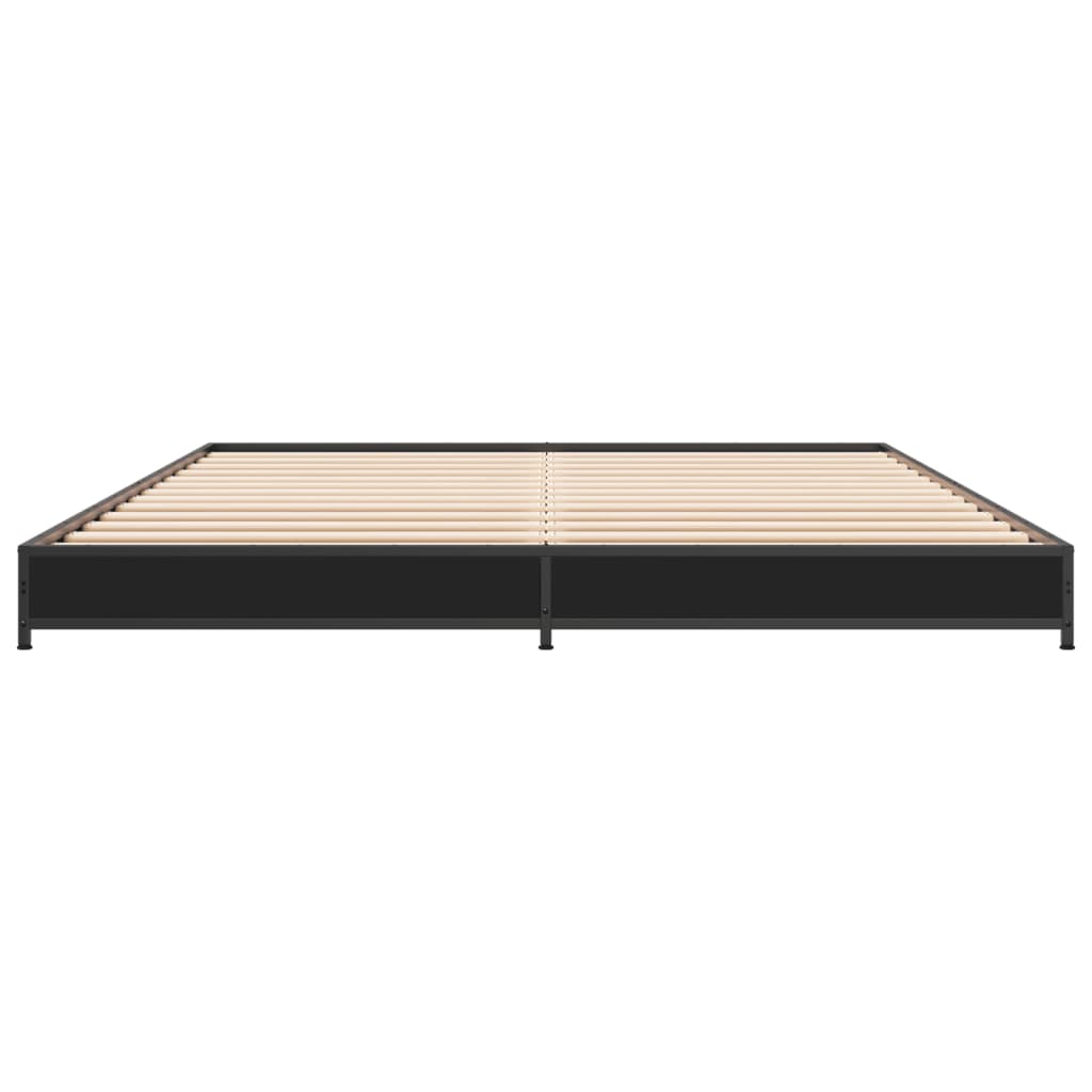 Sengeramme svart 135x190 cm konstruert tre og metall