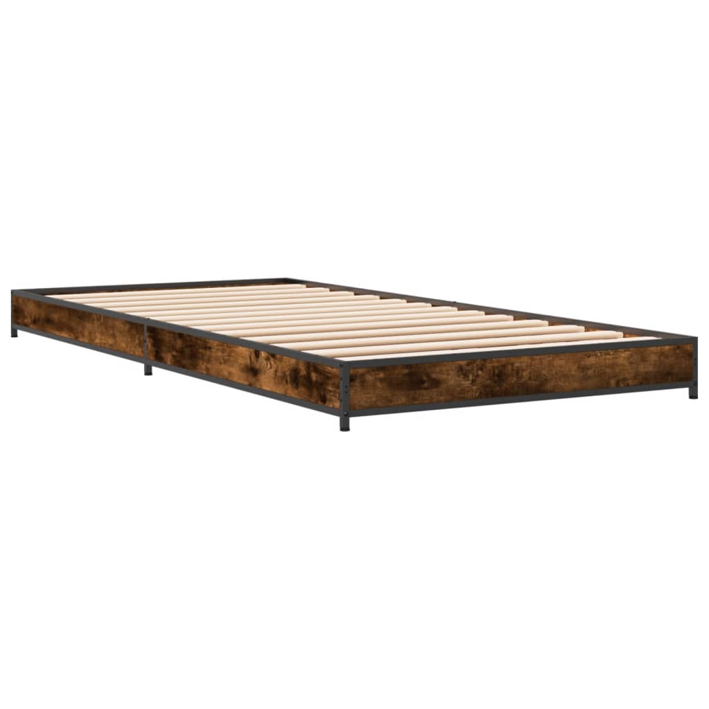 Sengeramme røkt eik 100x200 cm konstruert tre og metall