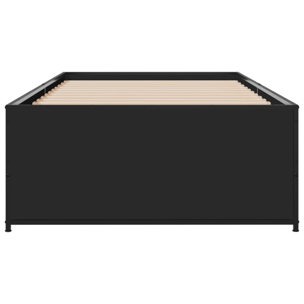 Sengeramme svart 100x200 cm konstruert tre og metall