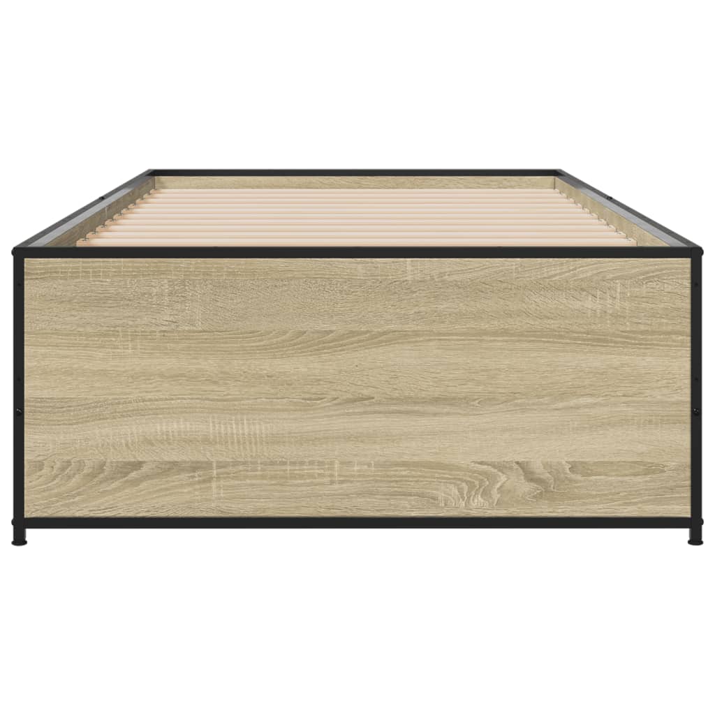 Sengeramme sonoma eik 90x200 cm konstruert tre og metall