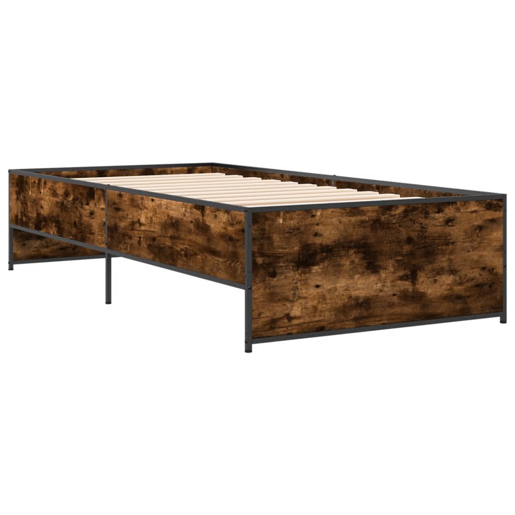 Sengeramme røkt eik 90x200 cm konstruert tre og metall