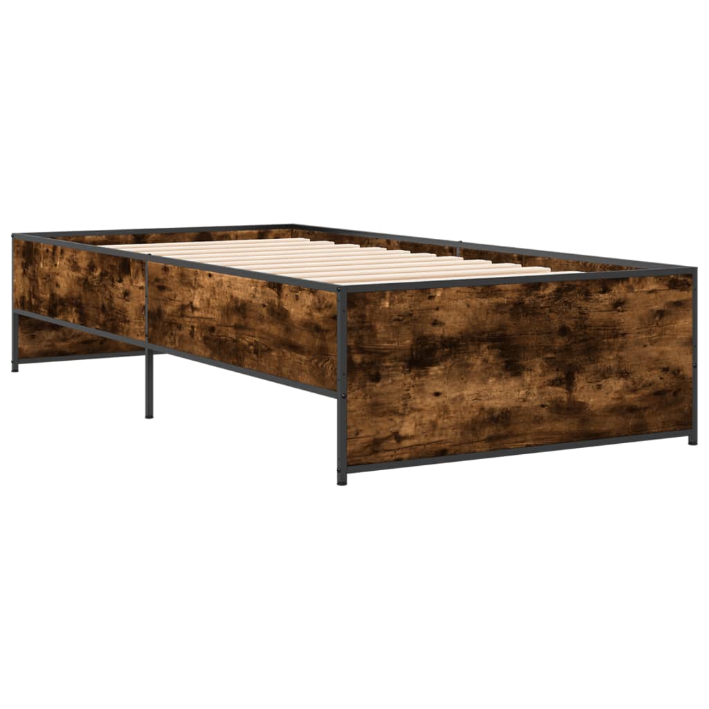 Sengeramme røkt eik 90x190 cm konstruert tre og metall