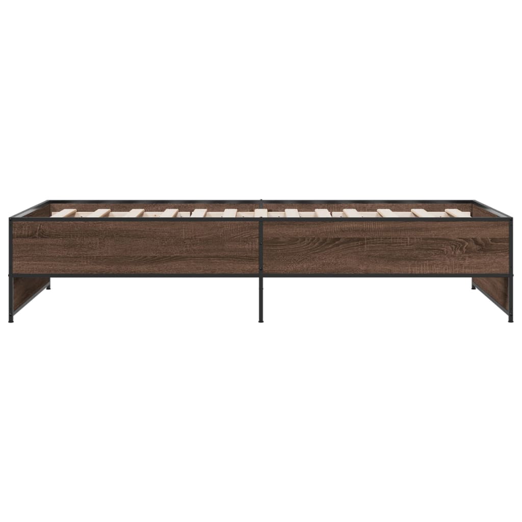 Sengeramme brun eik 90x190 cm konstruert tre og metall