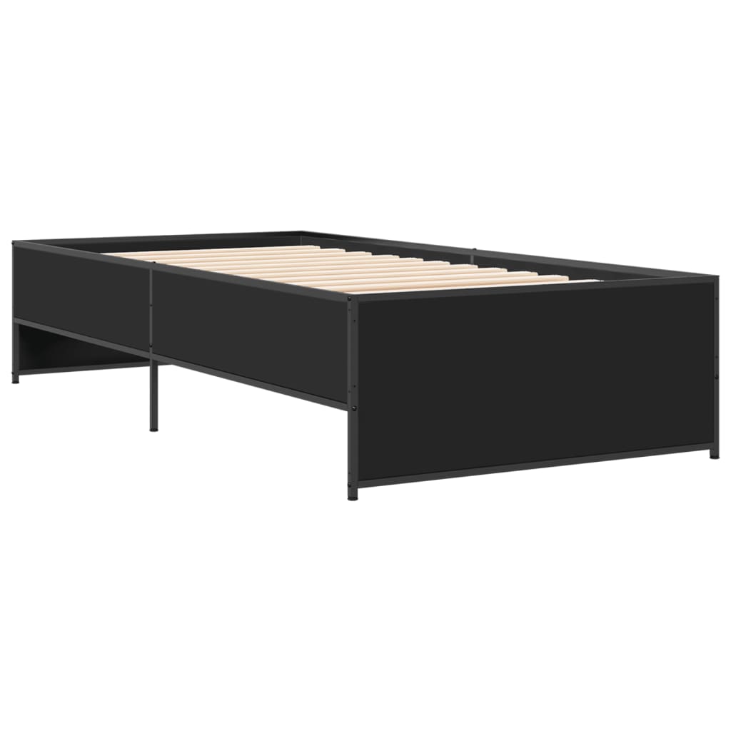 Sengeramme svart 75x190 cm konstruert tre og metall