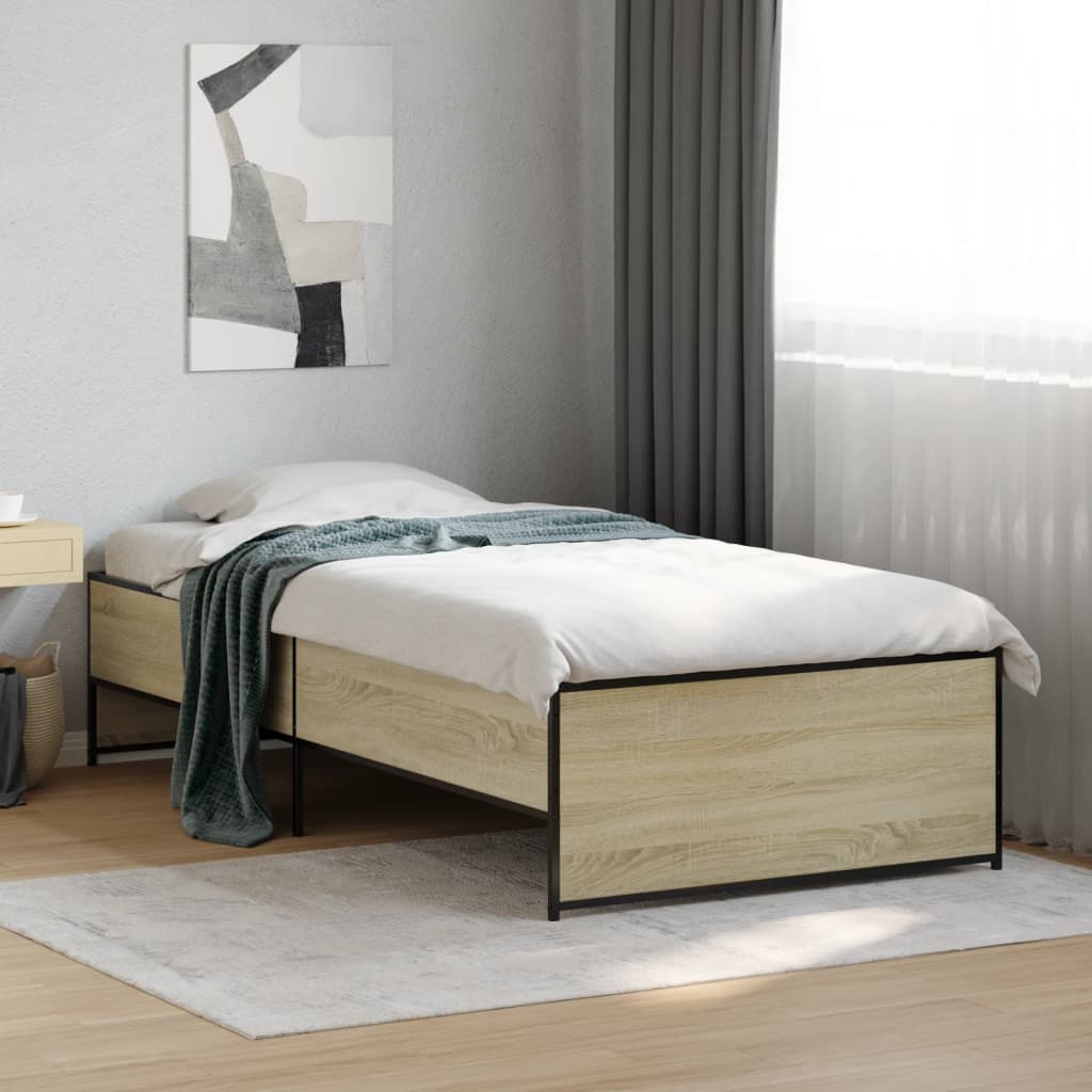 Sengeramme sonoma eik 75x190 cm konstruert tre og metall