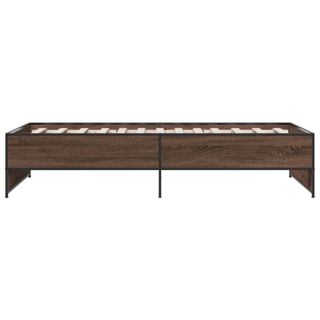 Sengeramme brun eik 75x190 cm konstruert tre og metall