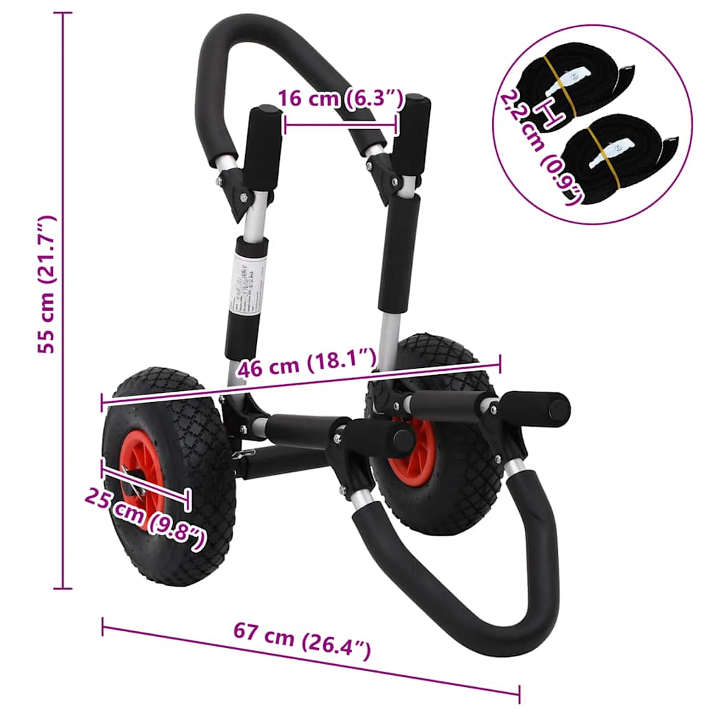 SUP vogn for surfebrett sammenleggbar 45 kg aluminium