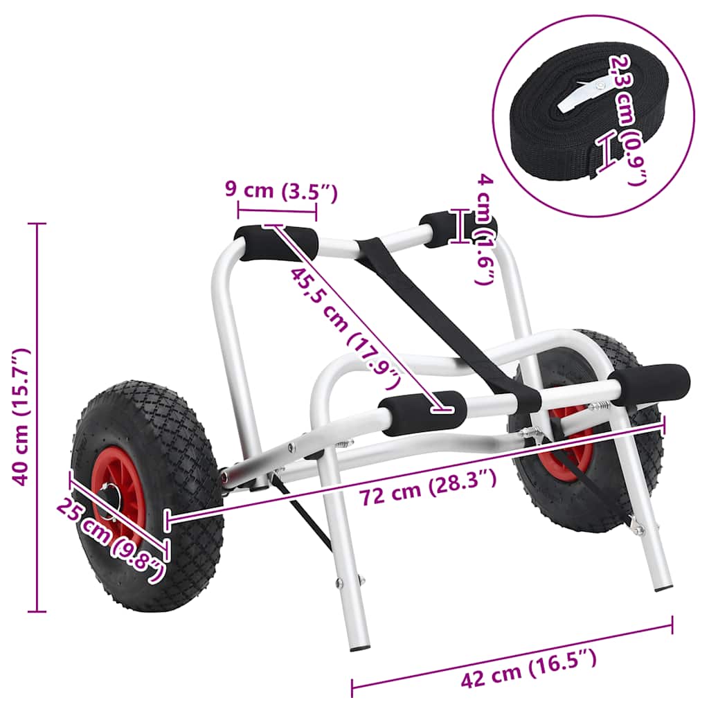 Kajakktralle sammenleggbar 45 kg aluminium
