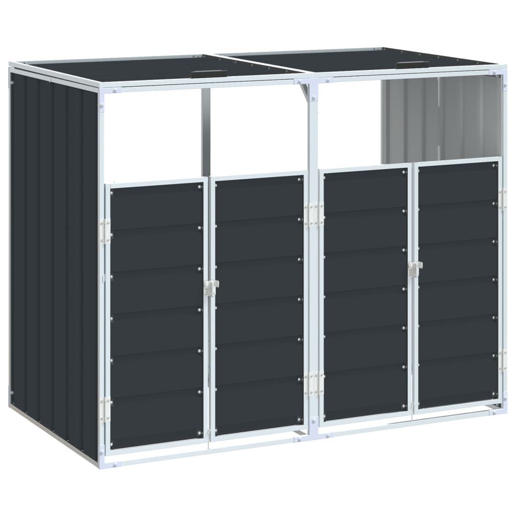 Søppeldunkskur for 2 dunker antrasitt 144x81x113 cm Stål