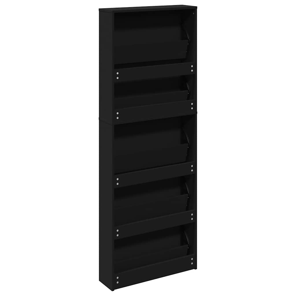 Skoskap med speil 5 lag svart 63x17x169,5 cm