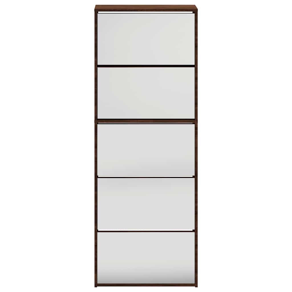 Skoskap med speil 5 lag brun eik 63x17x169,5 cm