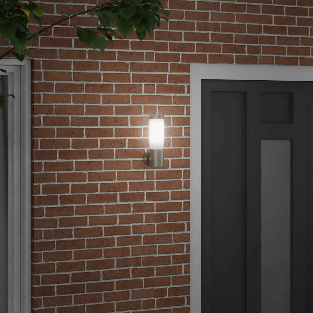 Utevegglampe sølv 12 x 8,5 x 27 cm Rustfritt stål og plast