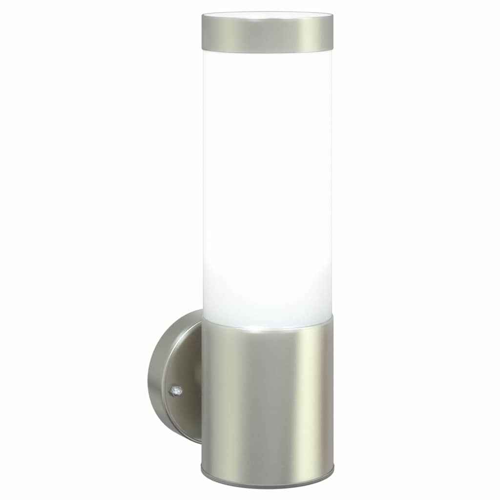 Utevegglampe sølv 12 x 8,5 x 27 cm Rustfritt stål og plast