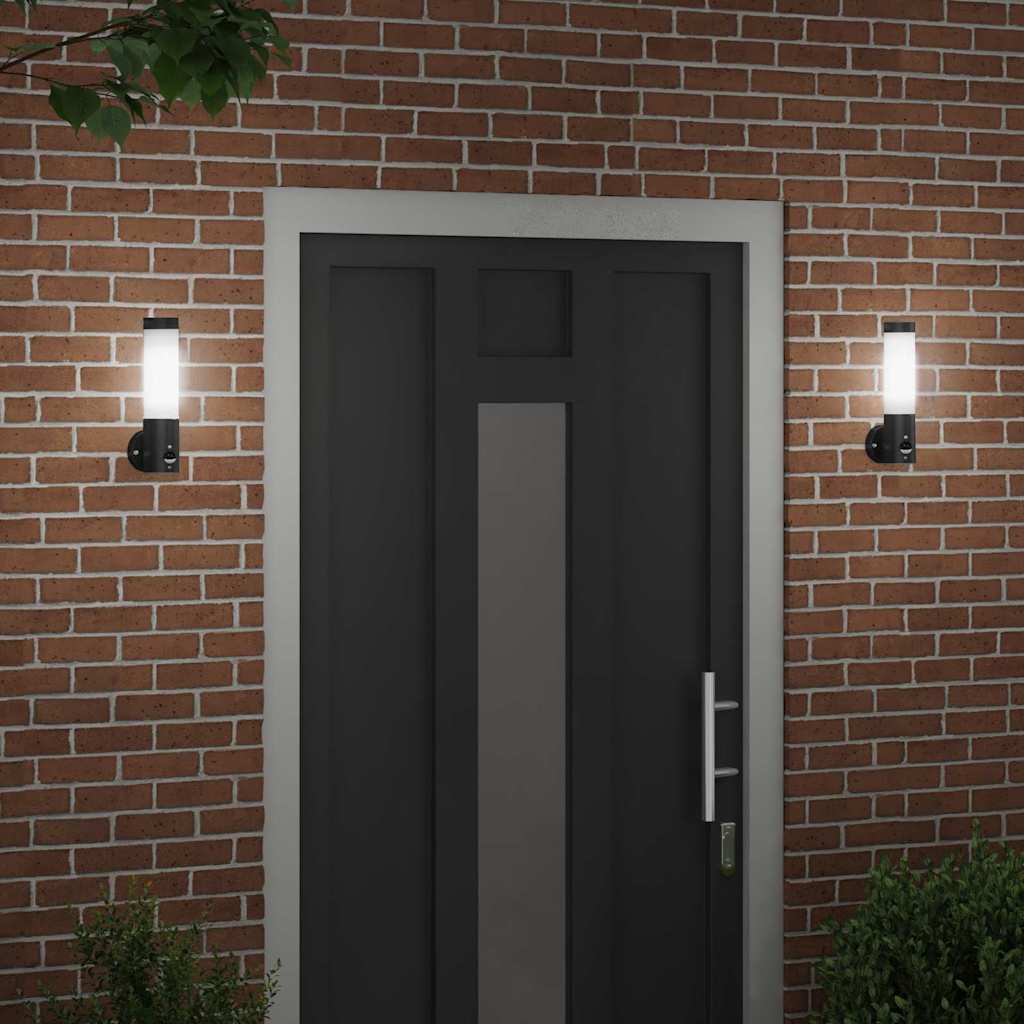 Utevegglampe 2 pcs Svart 12 x 8,5 x 29 cm