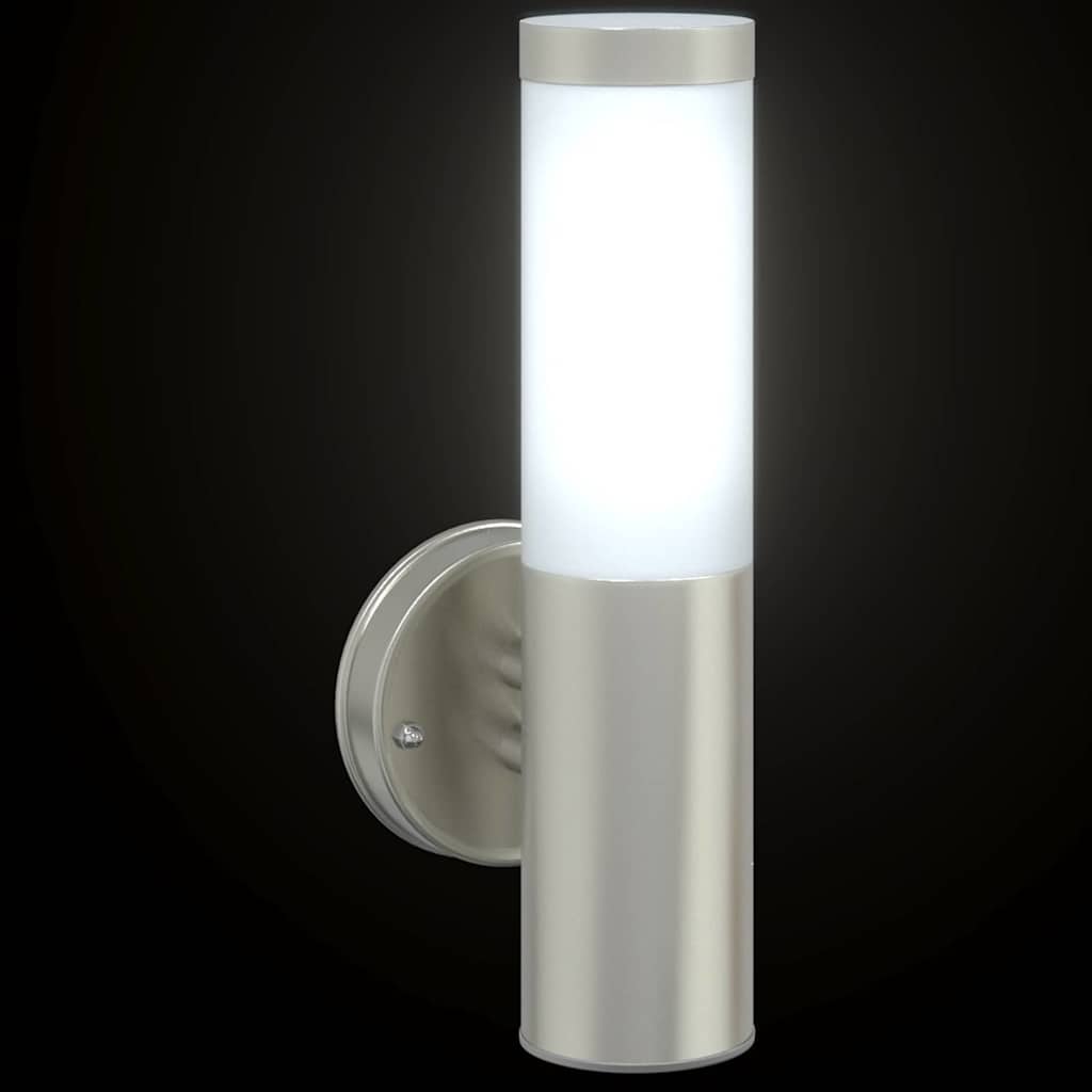 Utevegglampe 2 pcs sølv 15 x 7,5 x 33 cm