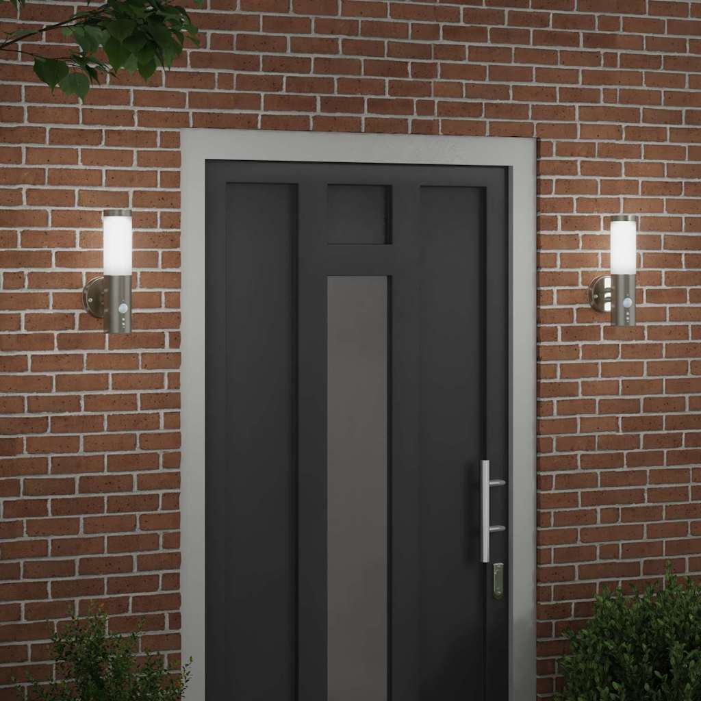 Utevegglampe 2 pcs sølv 15 x 7,5 x 33 cm