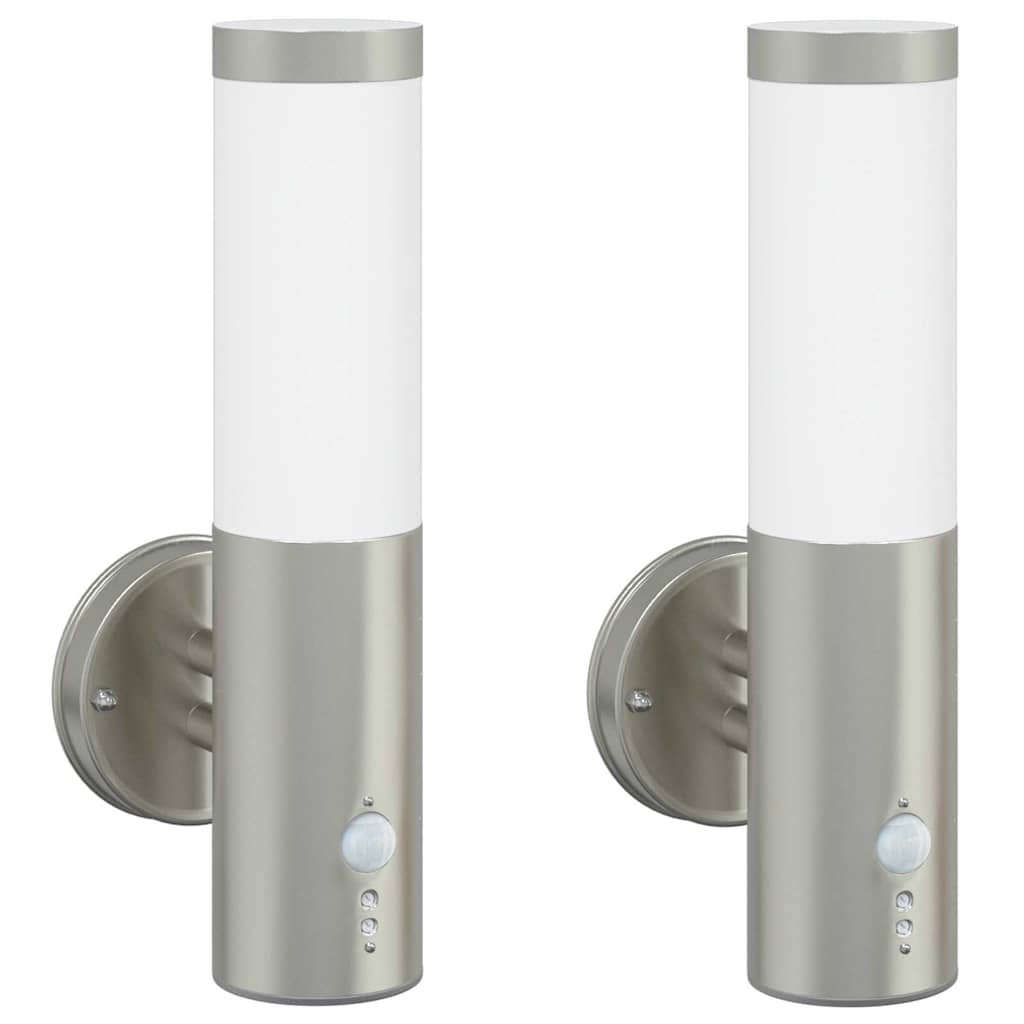Utevegglampe 2 pcs sølv 15 x 7,5 x 33 cm