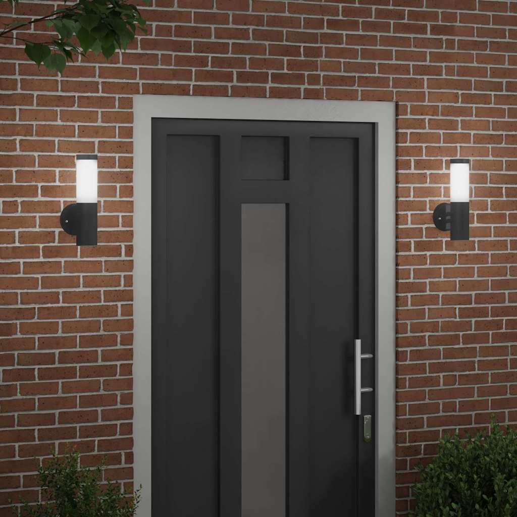 Utevegglampe 2 pcs Svart 15 x 7,5 x 33 cm