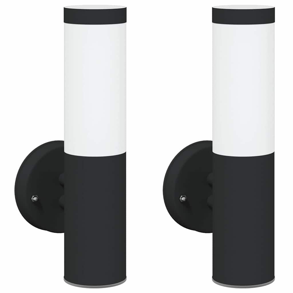 Utevegglampe 2 pcs Svart 15 x 7,5 x 33 cm