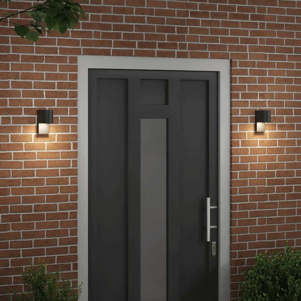 Utevegglampe 2 pcs Svart 12 x 7 x 15 cm Rustfritt Stål