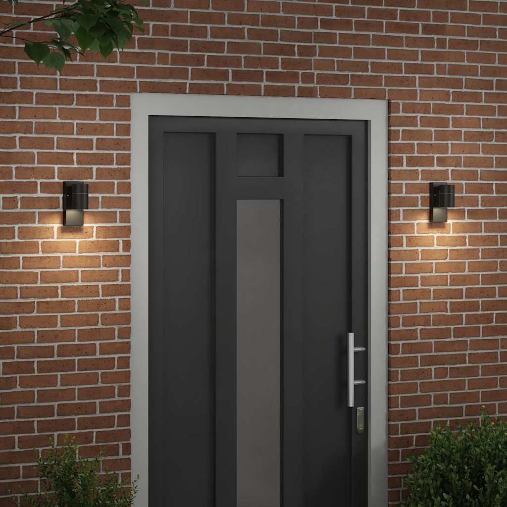 Utevegglampe 2 pcs Svart 6,5 x 10,5 x 16 cm