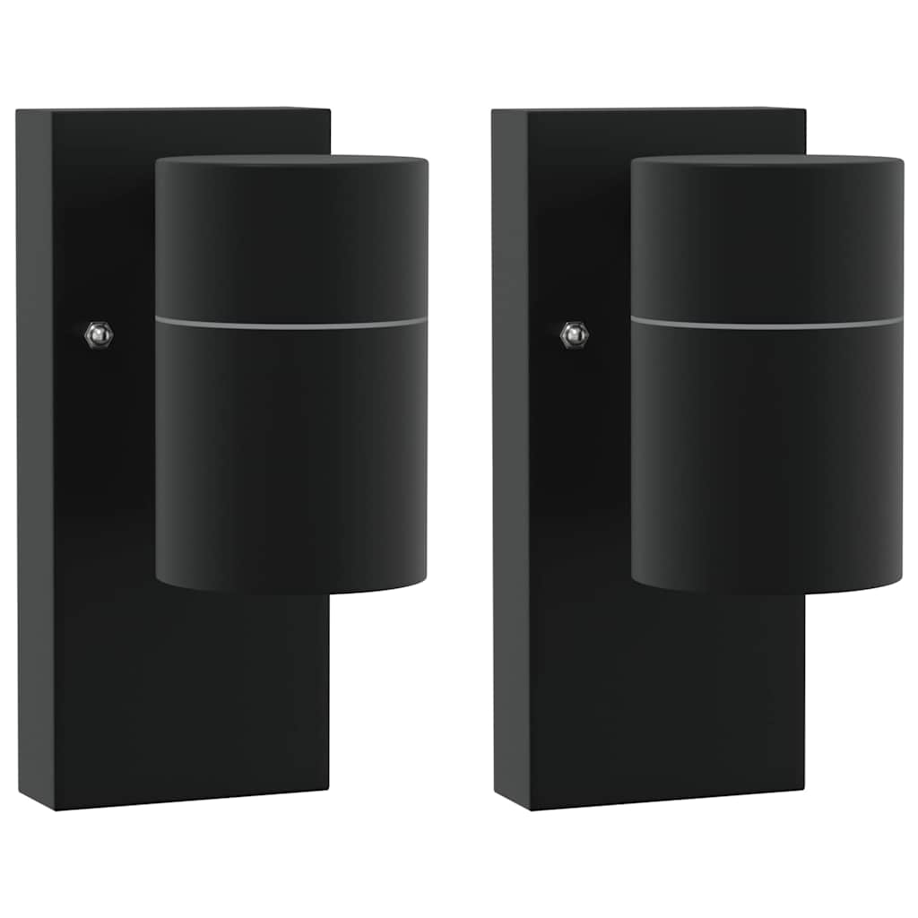Utevegglampe 2 pcs Svart 6,5 x 10,5 x 16 cm