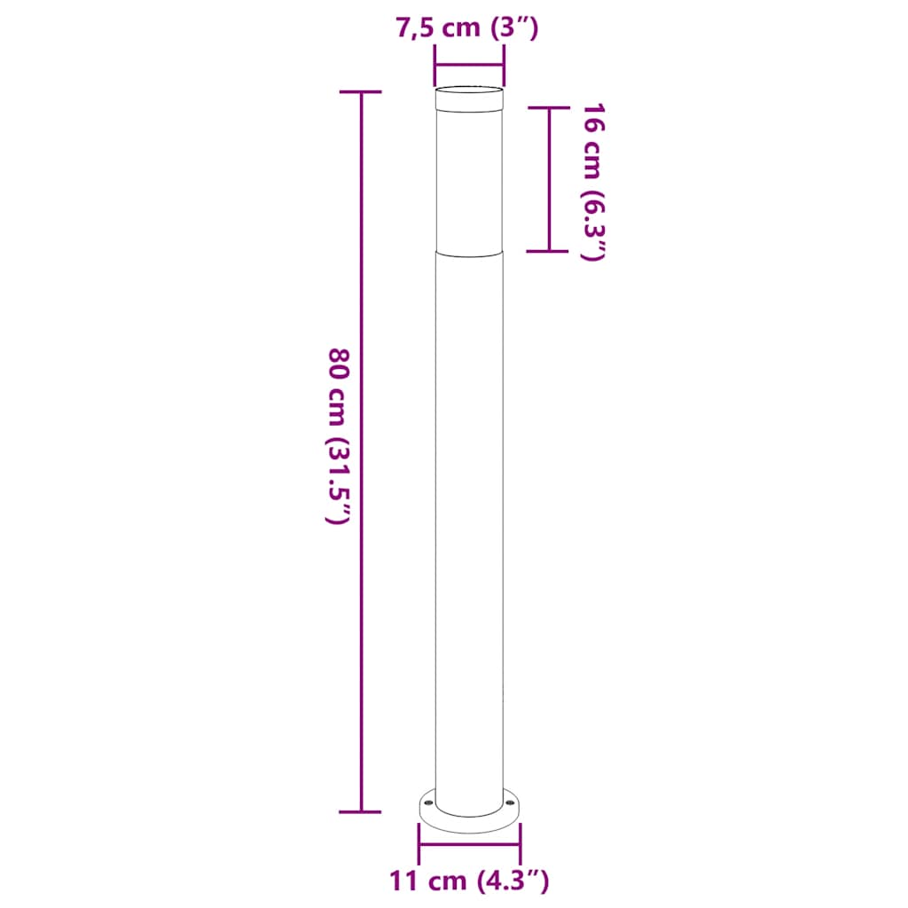 Pullertlamper 3 stk 80 cm rustfritt stål IP44