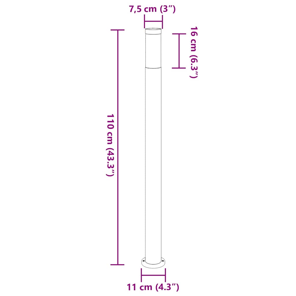 Pullertlampe 110 cm rustfritt stål IP44