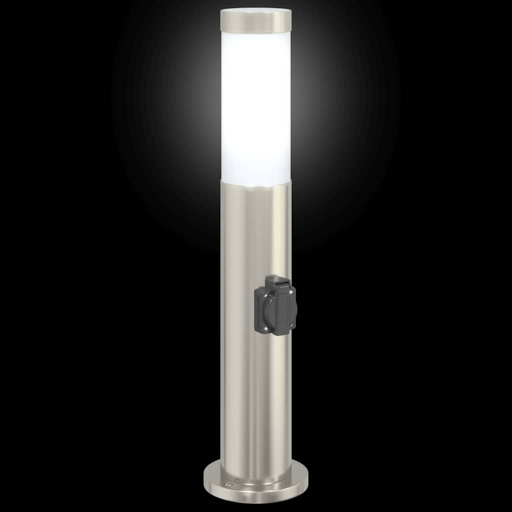 Pullertlampe med stikkontakt 50 cm rustfritt stål IP44