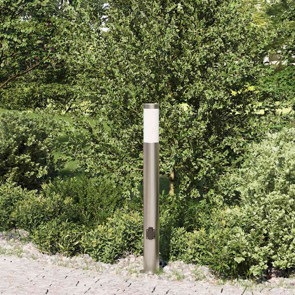 Pullertlampe med stikkontakt 80 cm rustfritt stål IP44