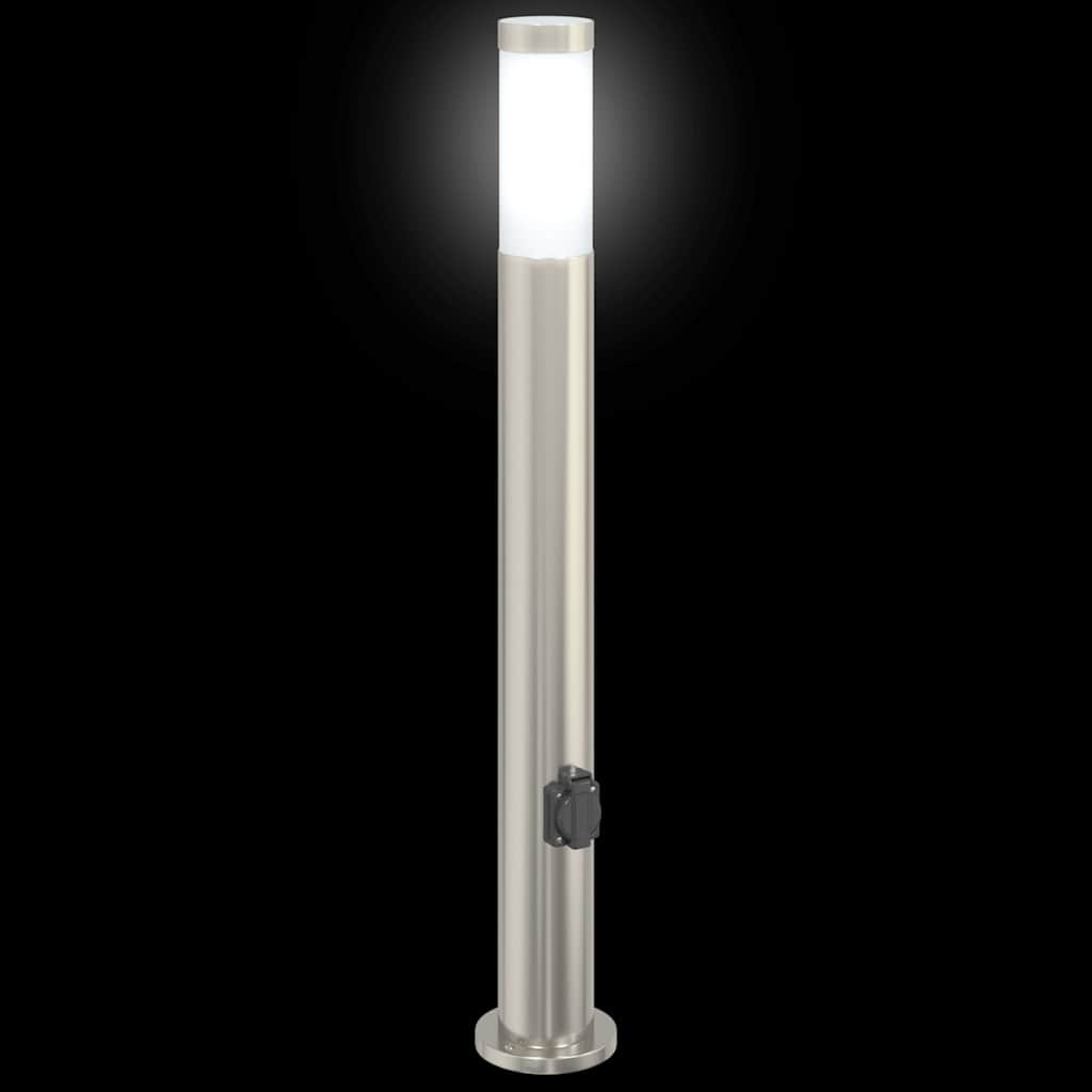 Pullertlampe med stikkontakt 80 cm rustfritt stål IP44