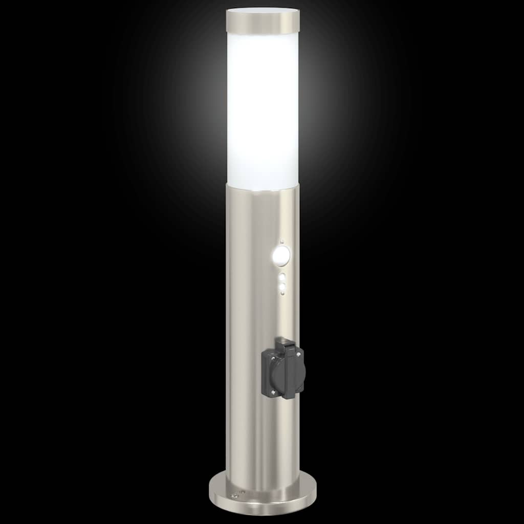 Pullertlampe med sensor og stikkontakt 50 cm rustfritt stål IP44