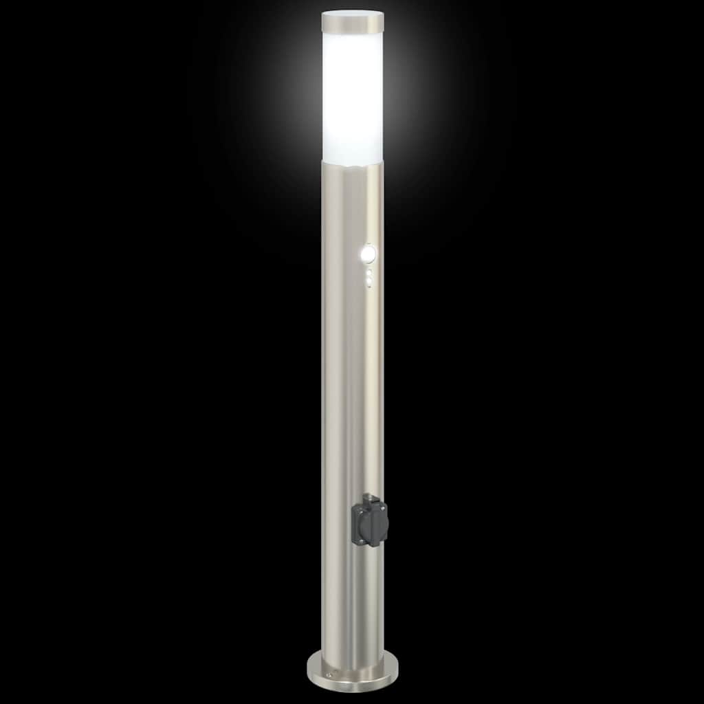 Pullertlampe med sensor og stikkontakt 80 cm rustfritt stål IP44