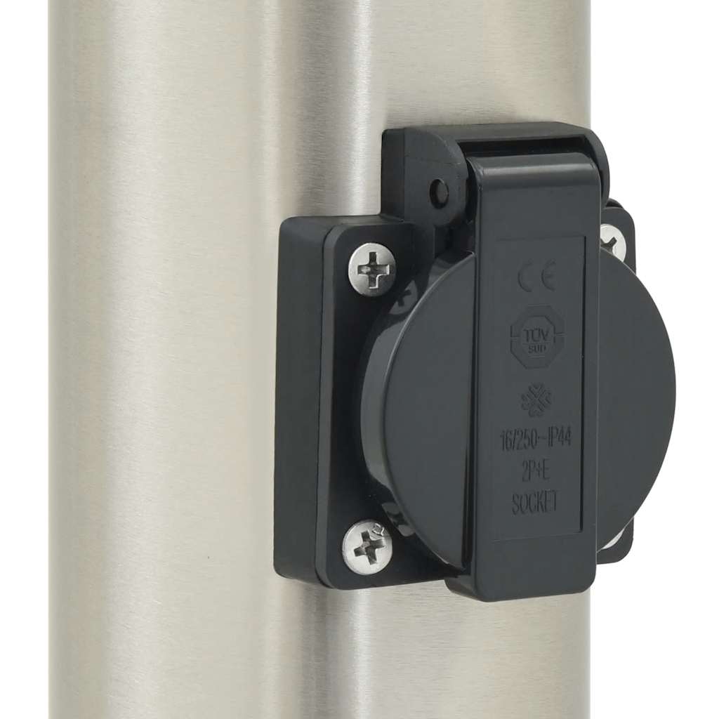 Pullertlampe med sensor og stikkontakt 80 cm rustfritt stål IP44