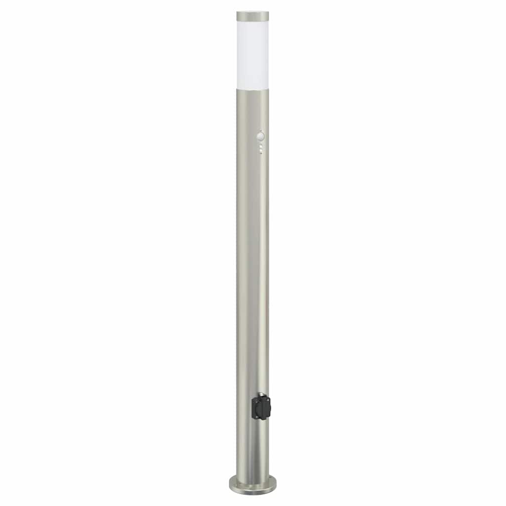 Pullertlampe med sensor og stikkontakt 110 cm rustfritt stål IP44