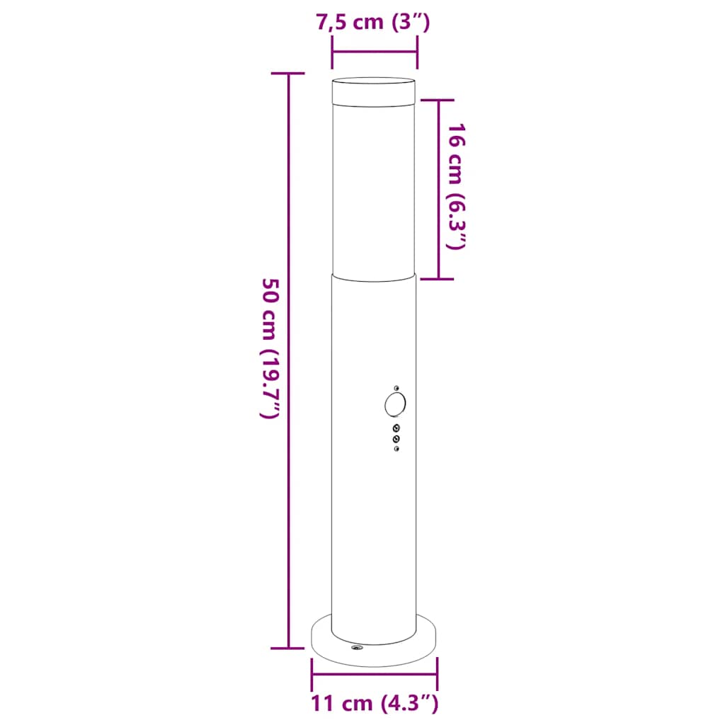 Pullertlys med sensor 3 stk 50 cm rustfritt stål IP44