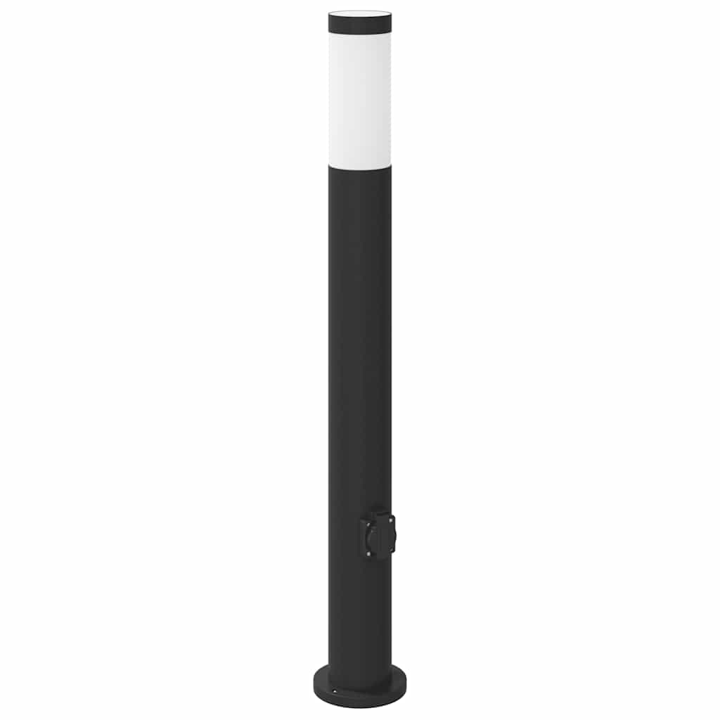 Pullertlampe med stikkontakt 80 cm rustfritt stål IP44