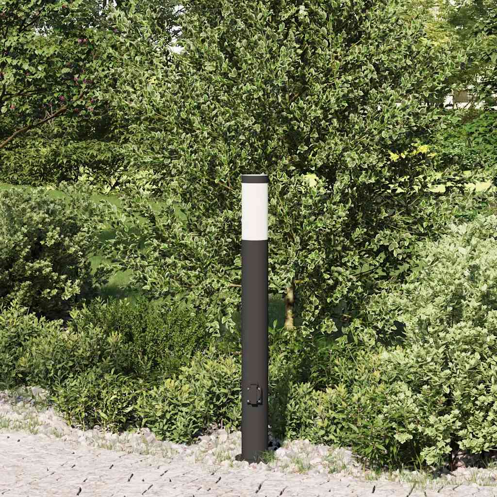 Pullertlampe med stikkontakt 80 cm rustfritt stål IP44