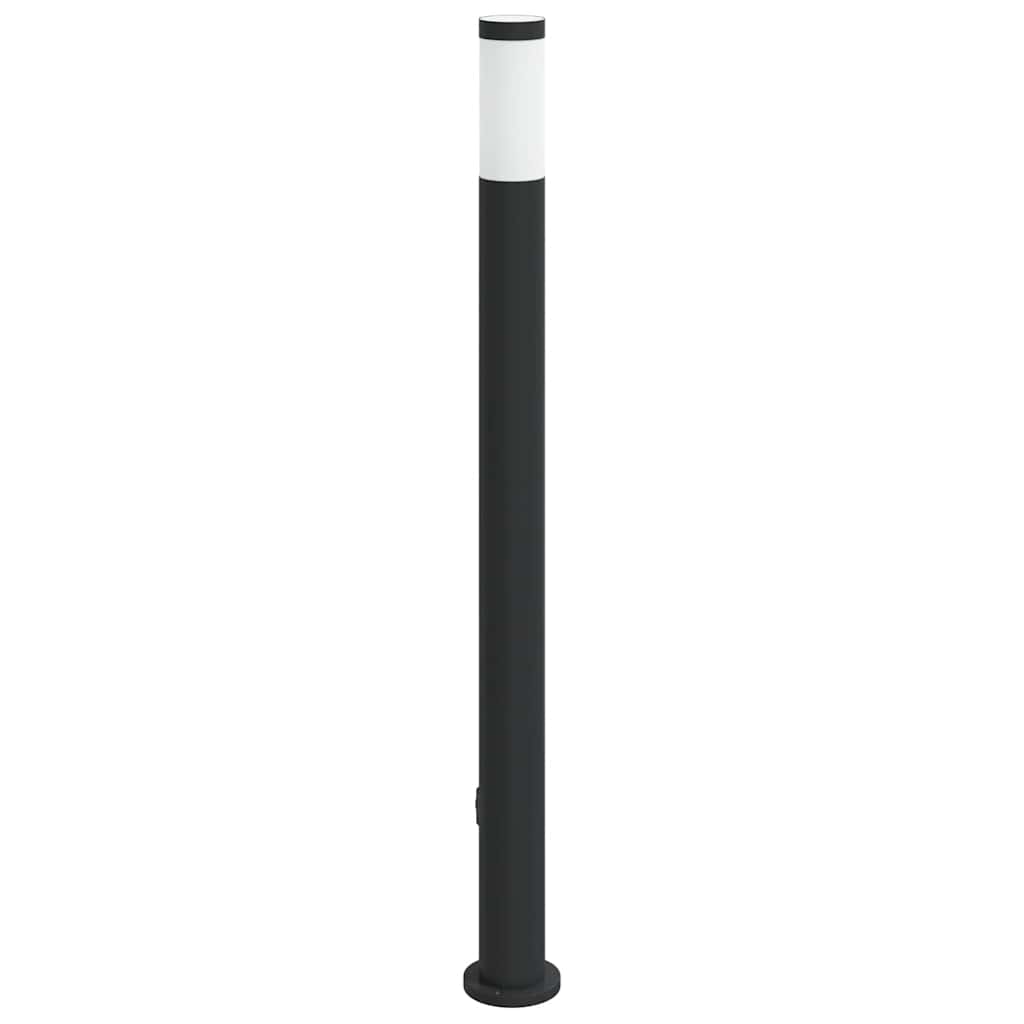 Pullertlampe med stikkontakt 110 cm rustfritt stål IP44