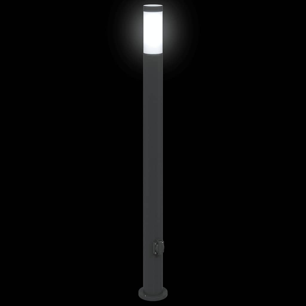Pullertlampe med stikkontakt 110 cm rustfritt stål IP44
