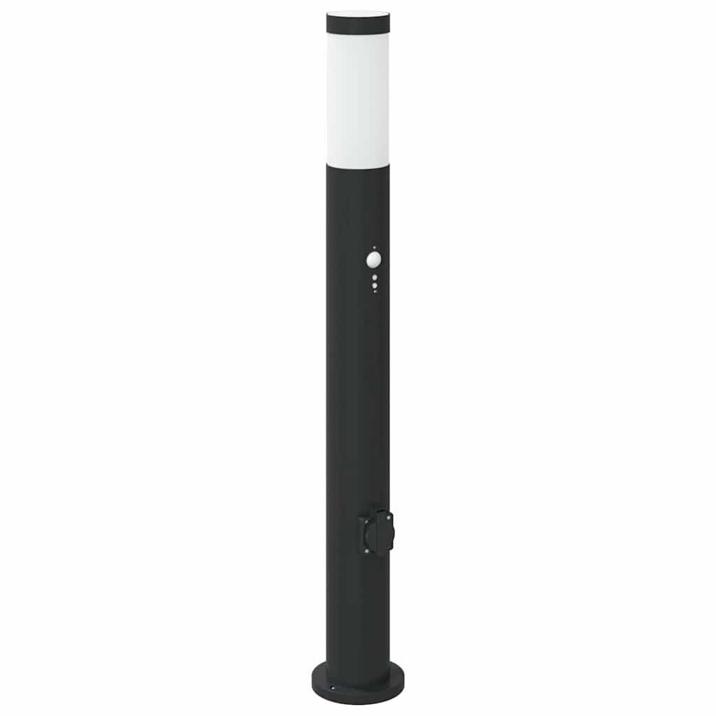 Pullertlampe med sensor og stikkontakt 80 cm rustfritt stål IP44