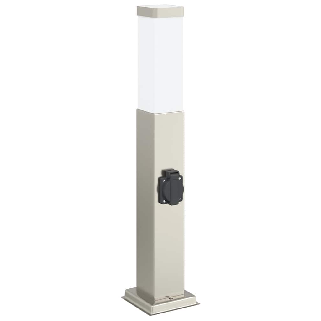 Pullertlampe med stikkontakt 50 cm rustfritt stål IP44