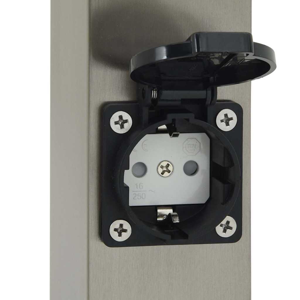 Pullertlampe med stikkontakt 50 cm rustfritt stål IP44